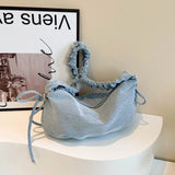 Women’s PU Leather Dumpling Shoulder Bag – Bow Accent Clutch with Inner Pocket & Zipper Closure for Work & Travel