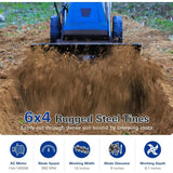 18-Inch Corded Electric Tiller Cultivator – 15 Amp Motor, 6 Steel Tines Garden Rototiller for Soil Preparation