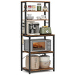 VASAGLE Coffee Bar, 6-Tier Kitchen Shelves with 6 Hooks, Baker’s Rack for Kitchen, Microwave Stand, Industrial - PulinGO