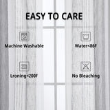 Sheer Voile Stripe Faux Linen Curtains – Grommet Top, 63 in Length, 2 Panel Set for Living Room/Bedroom/Bathroom