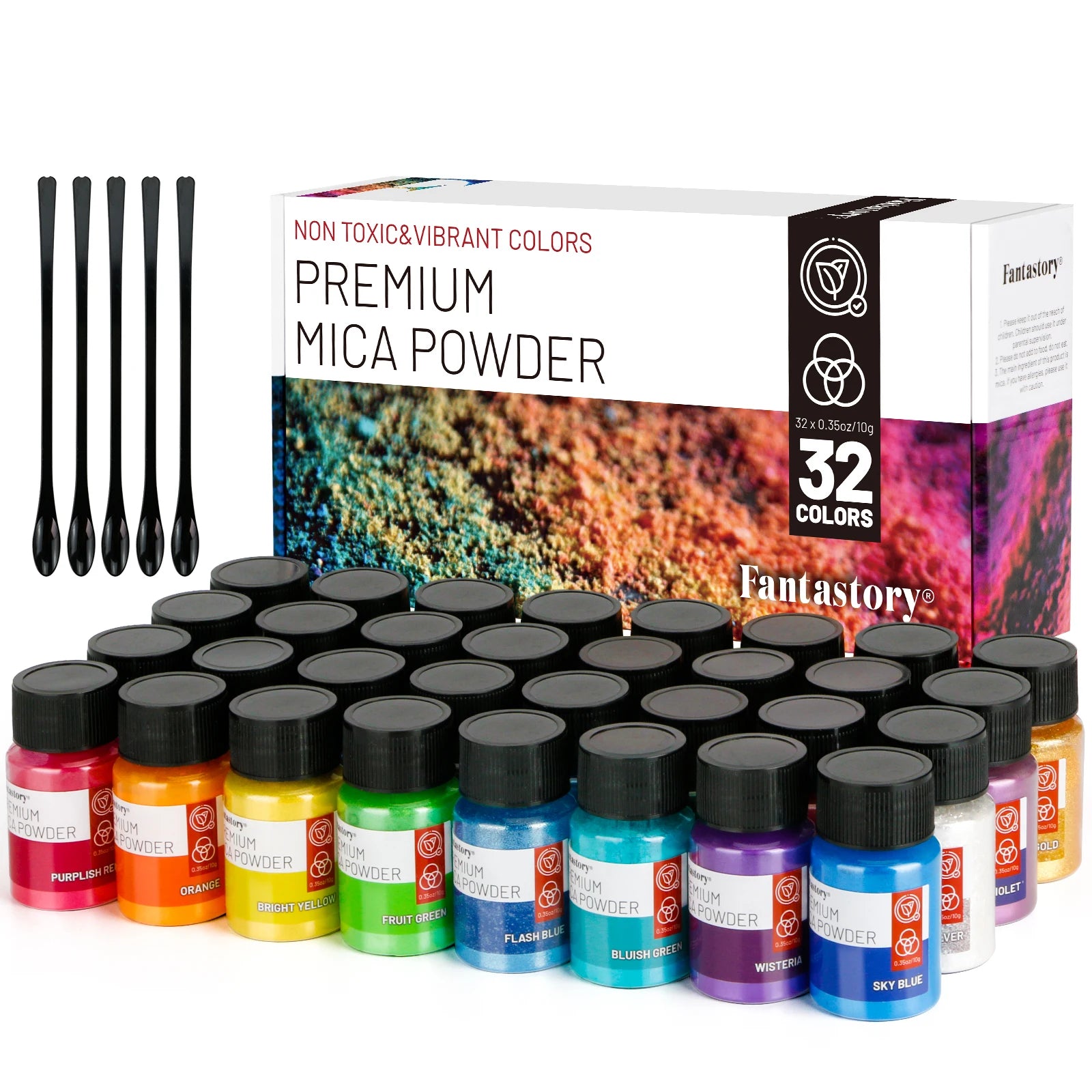 32-Color Mica Glitter Powder Set – Craft Supplies for Candle, Resin, Paint & DIY
