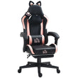 Cute Racing Gamer Chair – Black Faux Leather Gaming Chair with Footrest, Ergonomic Lumbar Support & Adjustable Headrest