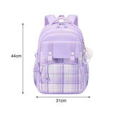 Oxford Fabric Sweet-Color Student Backpack with Plush Doll Pendant – Multi-Compartment School Bag 🏫 🎀