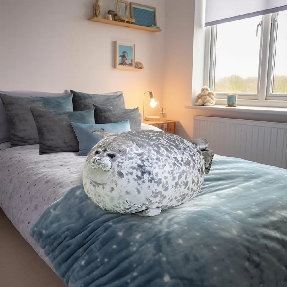 Chubby Seal Plush Pillow – Soft Cotton Stuffed Animal Toy for Kids & Adults | Cute Ocean-Inspired Comfort Cushion (Large 24.5")