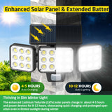 Solar Security Lights – 3000LM 3-Head Motion Sensor Flood Lights, 150° Wide Angle, Auto On/Off, 3 Modes (1/2/4 Pack Options)