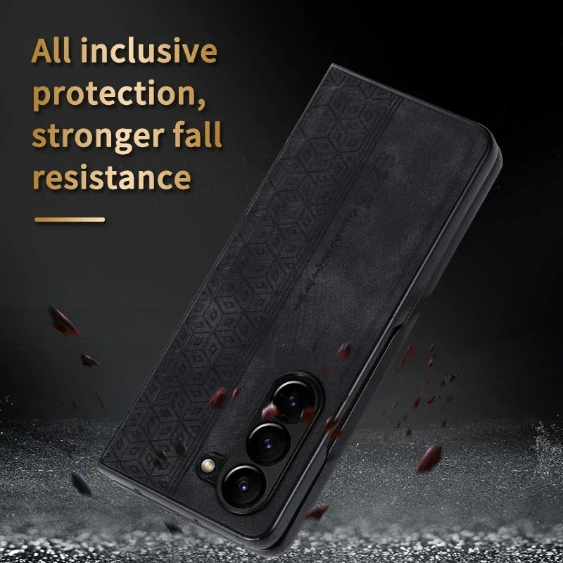Luxury PU Leather Case for Samsung Galaxy Z Fold 3/4/5/6 – Shockproof Slim Bumper Back Cover with Premium Finish
