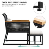 5-Piece Rattan Wicker Outdoor Bistro Set – Conversation Chairs with Footrest & Table