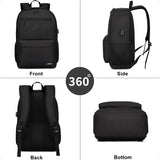 Classic Black 15.6" School Laptop Backpack – USB Charging Bookbag for Teen Boys & Girls | Unisex College & Daily Study Daypack
