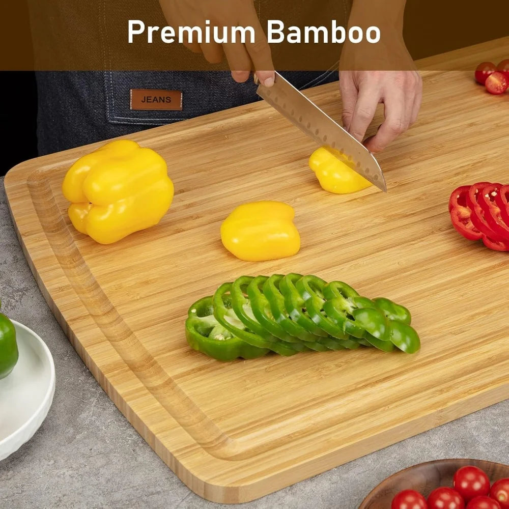 Large Bamboo Cutting Board 30"x20" – Extra-Large Wooden Chopping Board with Juice Groove & Stove Top Cover 🪵🍽️