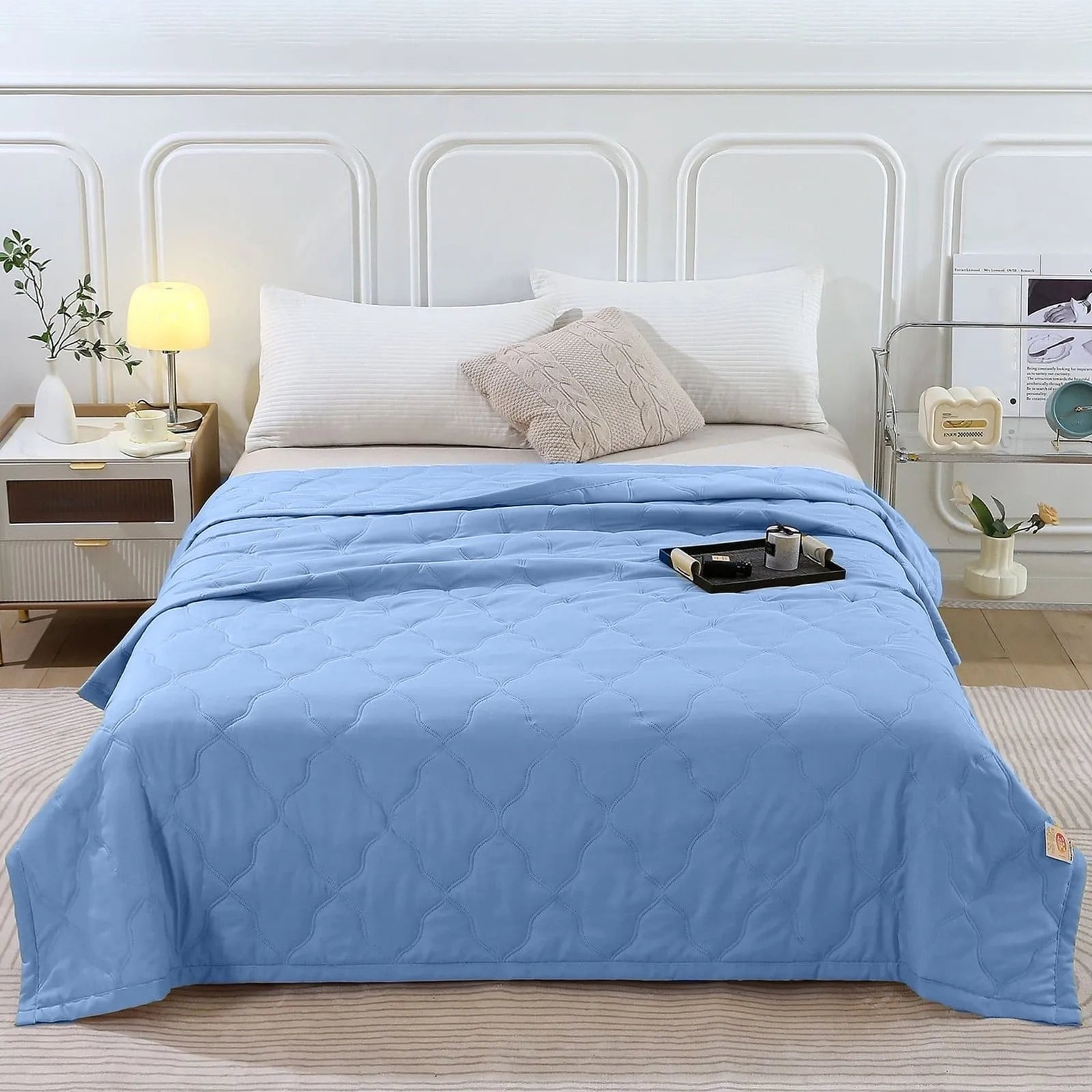 Cooling All-Season Quilt & Bedspread – Washed Cotton Skin-Friendly, Travel-Ready Size
