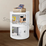 2-Tier Round Bedside Table – Large Capacity ABS Storage Nightstand for Bedroom, Office & Bathroom