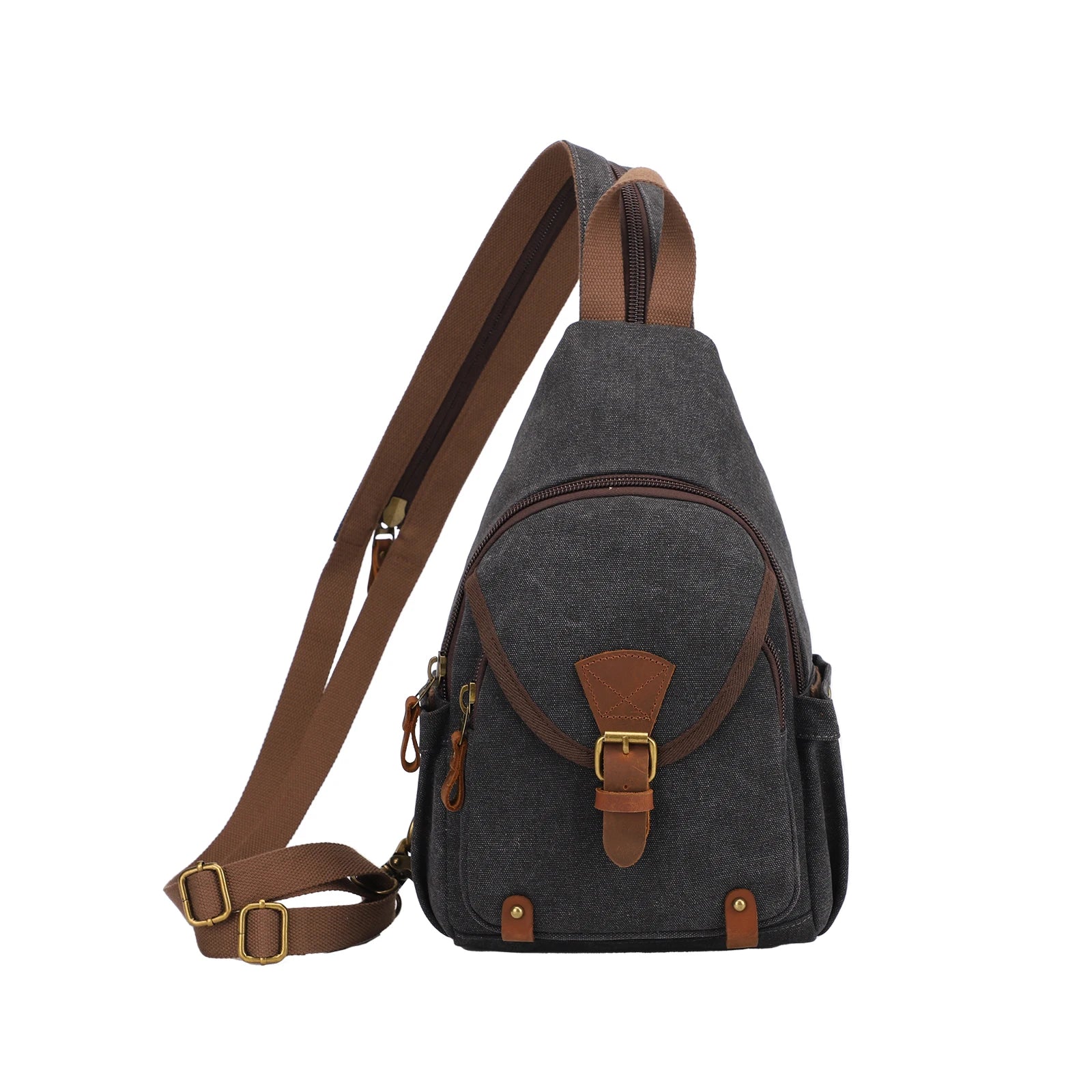 KOULI BUIR Canvas Sling Bag — Convertible Crossbody Chest Daypack for Outdoor Cycling, Hiking & Travel