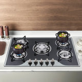 “30″ Stainless Steel 5-Burner Gas Cooktop – Dual Fuel NG/LPG Stove”