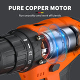 45 Nm Cordless Drill Kit with 2 Batteries – 25+1 Torque Electric Drill / Screwdriver / Impact Driver (29-Piece Set)