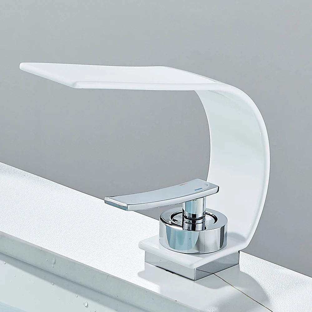 Waterfall Bathroom Sink Faucet – Single-Handle Hot & Cold Mixer Tap