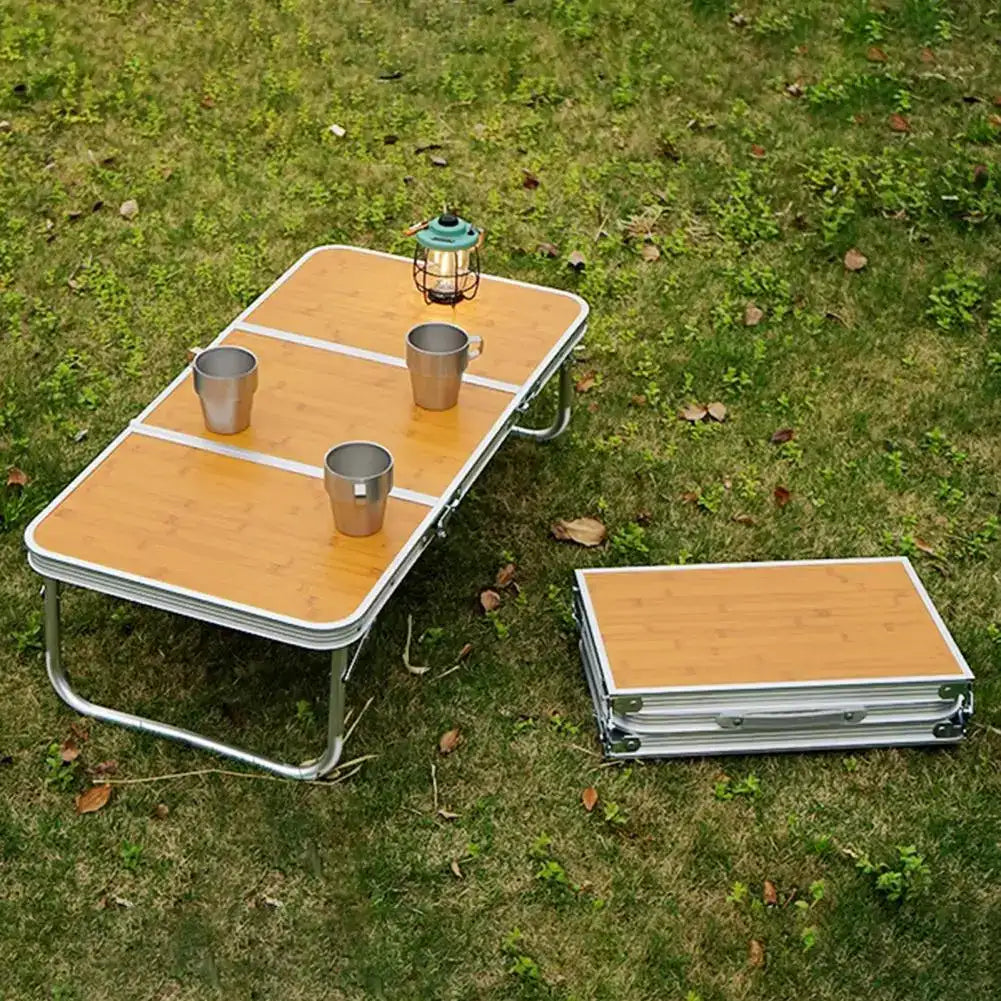 Portable Folding Bamboo Top Table with Aluminum Frame – Lightweight Outdoor Picnic & Camping Folding Table