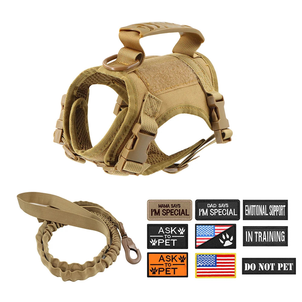 Tactical Cat Harness & Leash with 9 Patches – Adjustable Training Vest with Handle for Cats, Small Dogs & Puppies
