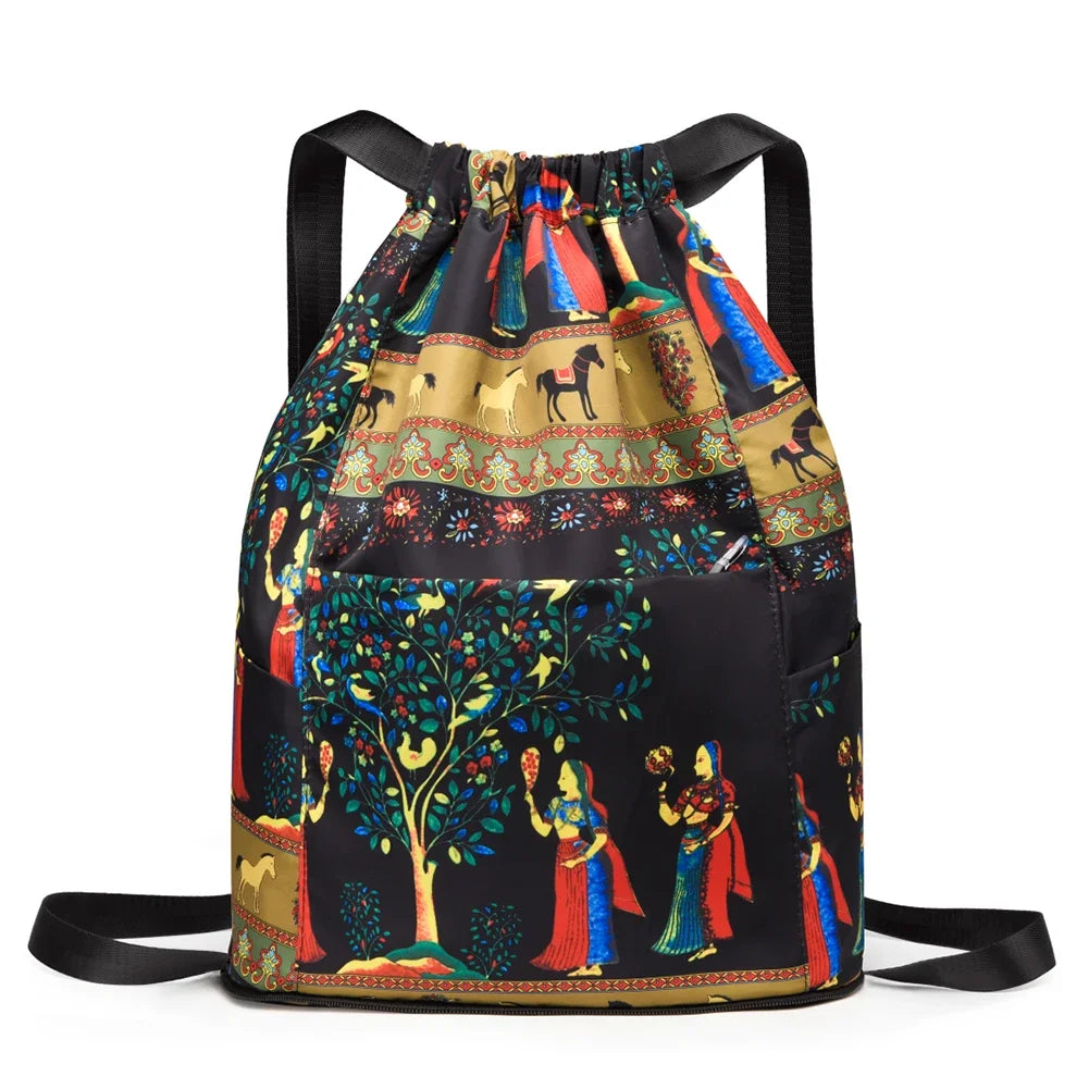 Foldable Drawstring Sports Backpack – Unisex Casual Knapsack with Dry & Wet Separation