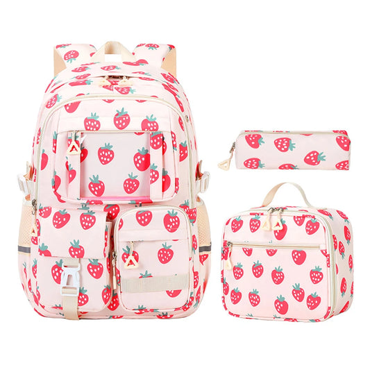 3-Piece Kids School Backpack Set – Lightweight Student Bag with Lunch Box & Pencil Case | Elementary & Middle School Girls