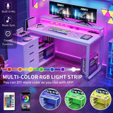 L-Shaped Gaming Computer Desk – Home Office Corner Desk with File Drawers for Storage & Organization