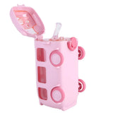 Bus-Shaped Cartoon Water Bottle – 500 ml Leakproof Kids Drinking Bottle with Movable Wheels & Strap