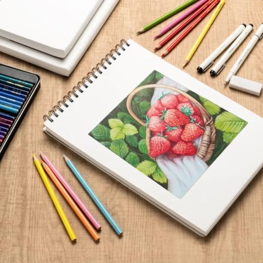 Ohuhu 9×12″ Tear-Resistant Bamboo Fiber Sketch Book – Spiral Bound Drawing Pad (100 Sheets)