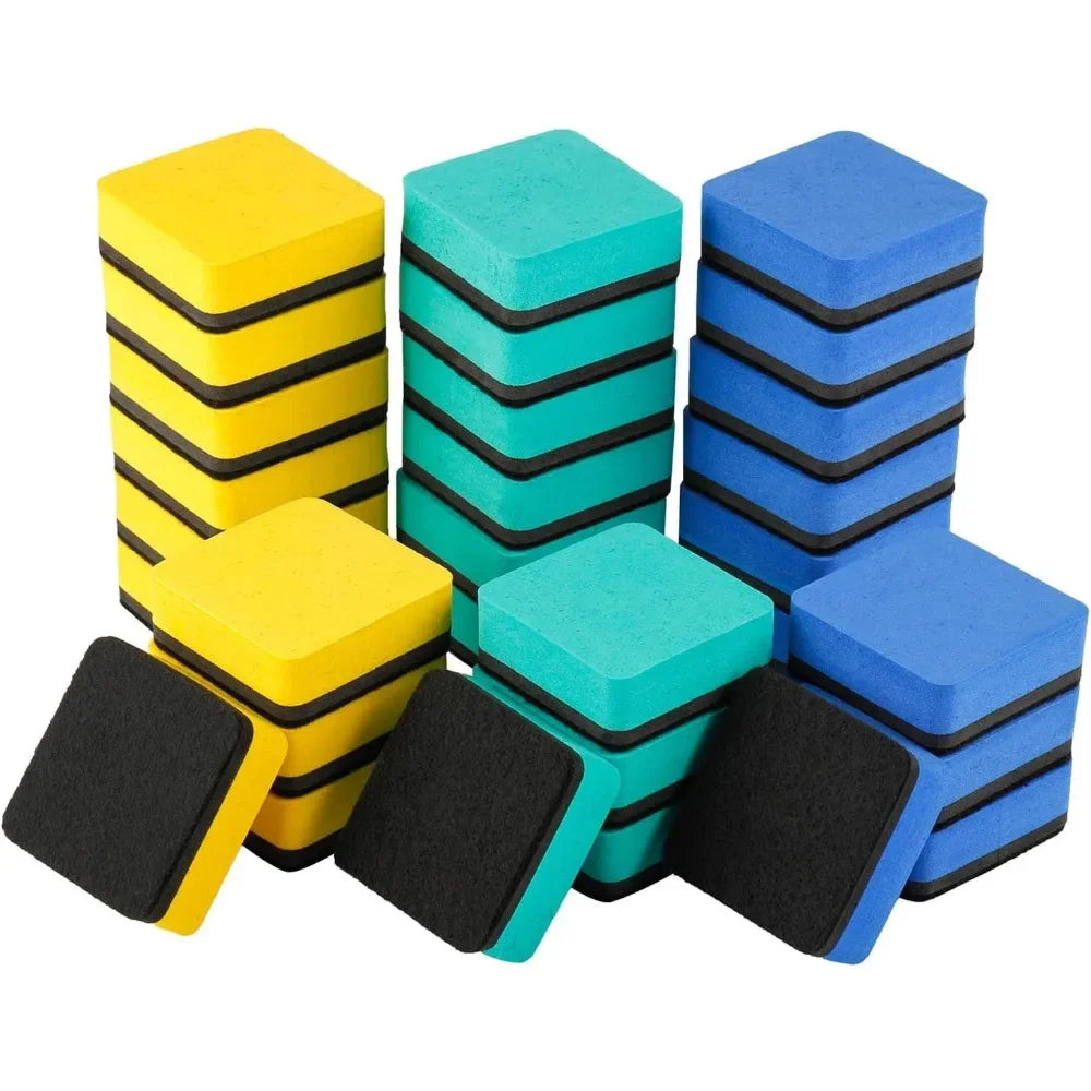 Mini Magnetic Whiteboard Erasers – 30-Pack Dry Erase & Chalkboard Cleaners (1.97 × 1.97 in)