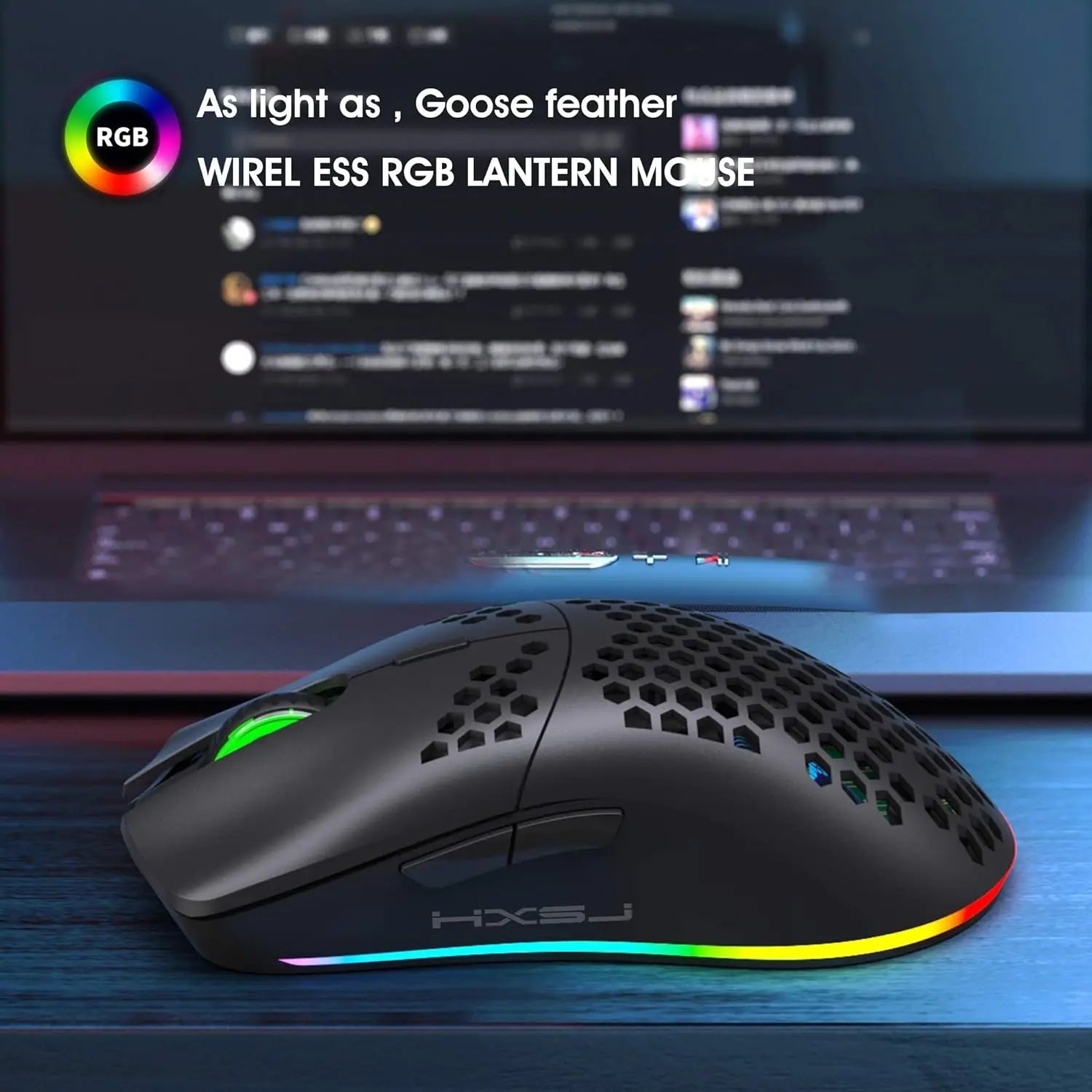 MambaSnake X HXSJ T66 Wireless Gaming Mouse – 2.4GHz Rechargeable Mouse with 6 Programmable Buttons & Ergonomic Design