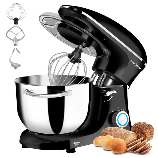 6 QT Electric Stand Mixer – 660 W Tilt-Head Food Mixer with 6-Speed, Dough Hook, Whisk & Dishwasher-Safe Bowl