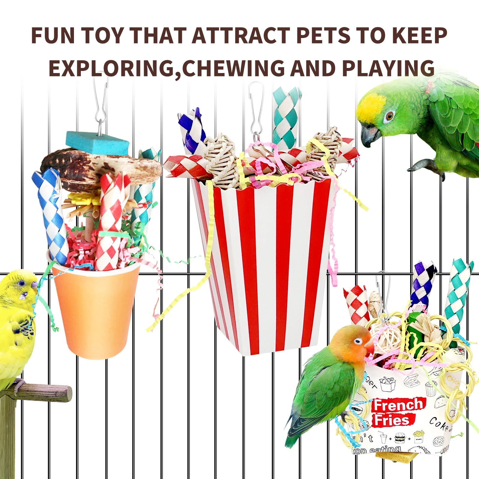 6PCS Bird Chew & Foraging Toys – Shredding Training Toys for Small & Medium Parrots, Budgies, Cockatiels, Lovebirds & Conures