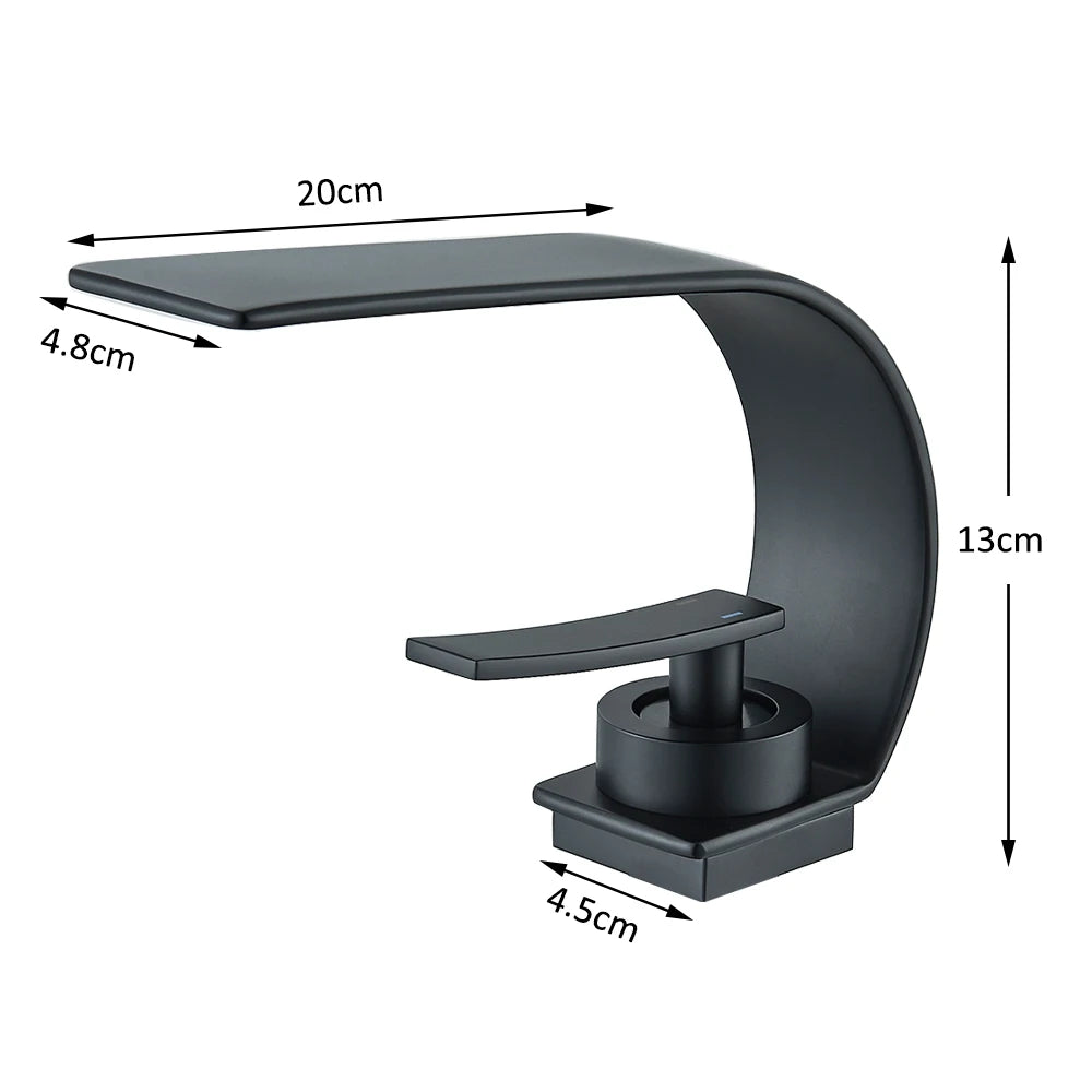 Waterfall Bathroom Sink Faucet – Single-Handle Hot & Cold Mixer Tap
