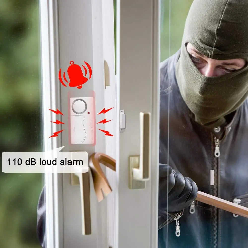 110dB Loud Magnetic Security Alarm – Wireless Window & Door Sensor with Remote Control for Home & Kids Safety