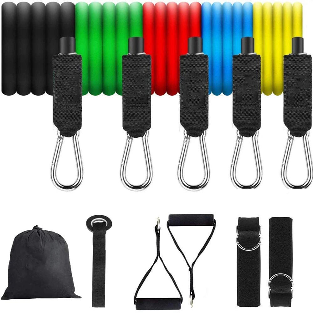 11-Piece Resistance Bands Set – Elastic Rubber Fitness Expander for Home Gym, Bodybuilding & Full-Body Strength Training