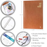 2025–2026 Monthly Planner – 18-Month Faux Leather Calendar with Notes Pages & Twin-Wire Binding 📔