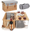 Picnic Basket for 4 – Deluxe Willow Hamper Gift Set with Blanket, Portable Bamboo Wine Table & Complete Picnic Kit