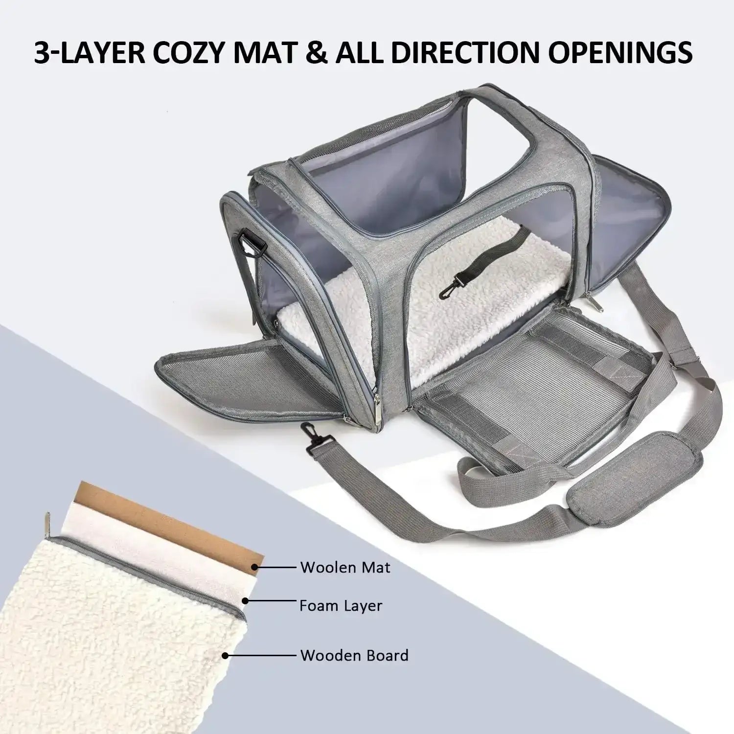 Soft-Sided Foldable Travel Pet Carrier for Cats & Puppies up to 15 lbs – Airline Approved