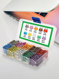 10-Type Auto Blade Fuse Kit – 100pcs (2A 3A 5A 7.5A 10A 15A 20A 25A 30A 35A) with Box Organizer