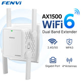 Fenvi WiFi 6 Repeater – 1500Mbps Dual-Band (5GHz/2.4GHz) Extender & Amplifier with Range Booster Router Function