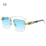 2024 Vintage Rimless Sunglasses – Oversized Square Gradient Shades with Double Bridge & UV400 Protection (Unisex)