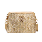 Summer Beach Straw Shell Shoulder Bag – Women’s Woven Messenger Purse for Travel, Vacation & Casual Outings