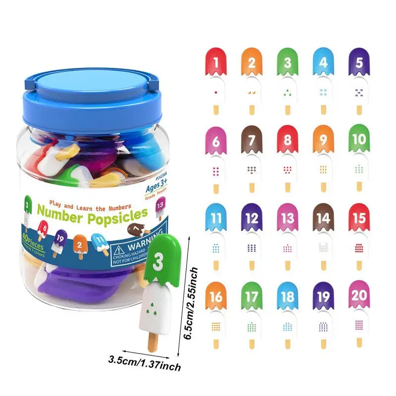 Number & Letter Matching Ice Cream Toy – Cute Digital Recognition Popsicle Game, Preschool Educational Learning Gift for Kids