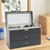 3-Tier Eyeglasses Storage Box – Drawer Style Sunglasses Organizer with 18 Individual Compartments