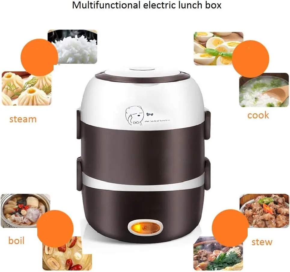3-Layer Electric Lunch Box 2L – Portable Food Warmer & Bento Heating Container (110V / 200W)