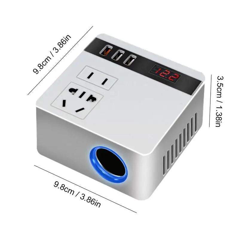 150W Car Power Adapter – Household Plug Outlet Converter & Quick Charger for Travel, Air Compressors & Car Accessories