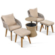 “5-Piece Outdoor Patio Furniture Set – Wicker Bar Table with 2 Single Chairs & 2 Stools for Balcony or Garden”