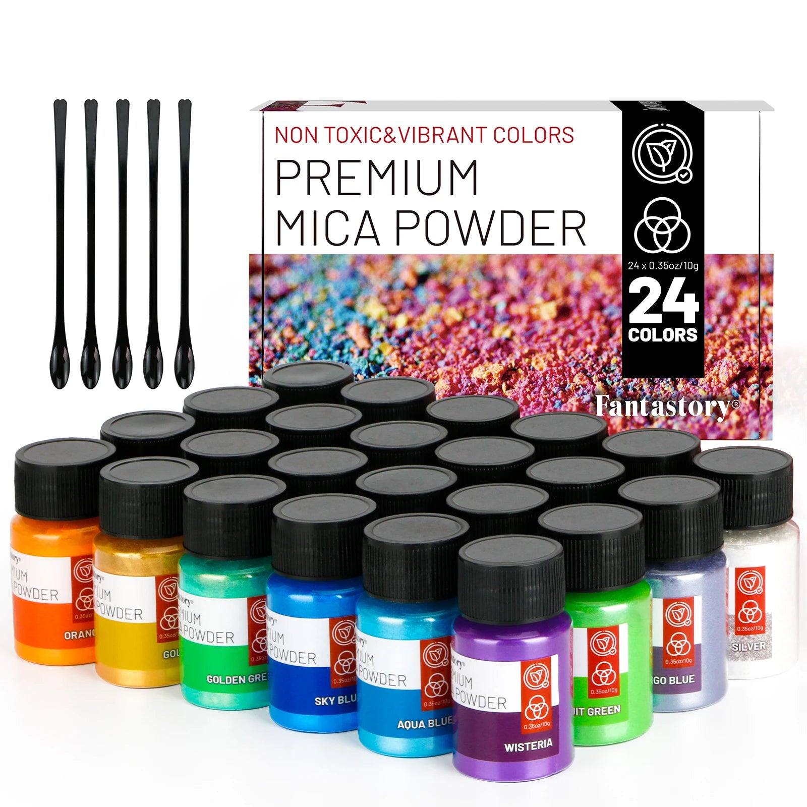 24-Color Mica Powder Pigment Set – Glitter Pigment Powder for Epoxy Resin, Candles, DIY Crafts & Painting