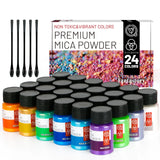 24-Color Mica Powder Pigment Set – Glitter Pigment Powder for Epoxy Resin, Candles, DIY Crafts & Painting