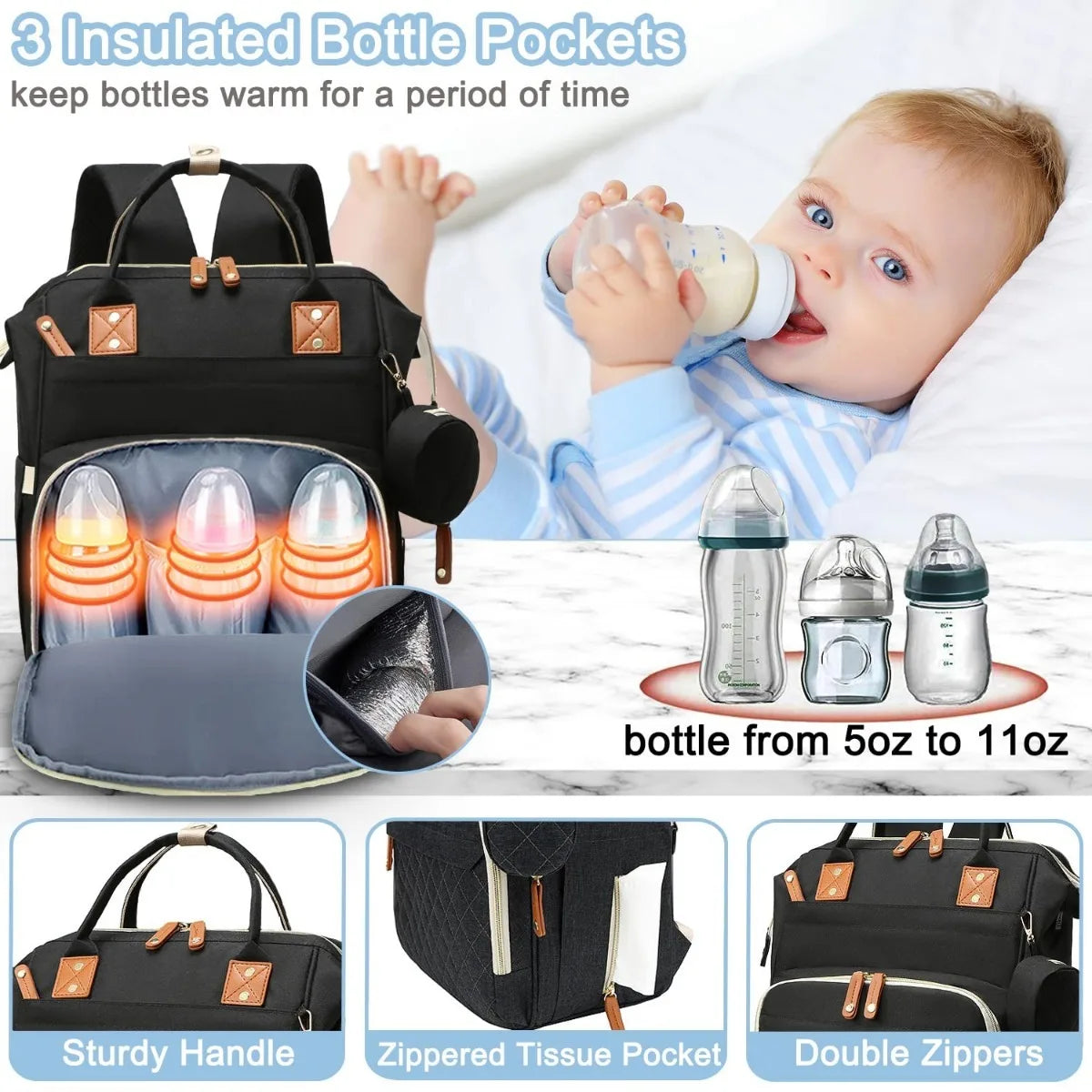 Large-Capacity Multifunctional Diaper Bag Backpack – Travel & Nursing Essentials