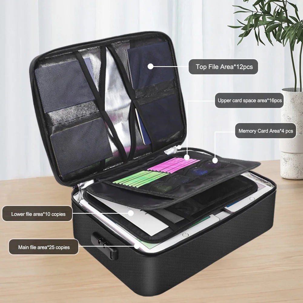 Fireproof Document Organizer – Waterproof Multi-Layer File Storage Box for Important Papers