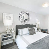 Luvodi Large Round Wall Mirror – Silver Starburst Design Decorative Mirror for Living Room, Dining Room & Bathroom Décor